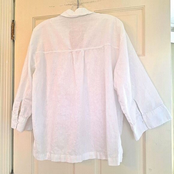 H&M Linen Cotton Shirt Crisp White Blouse Top Pullover Popover Loose size S - Picture 9 of 9
